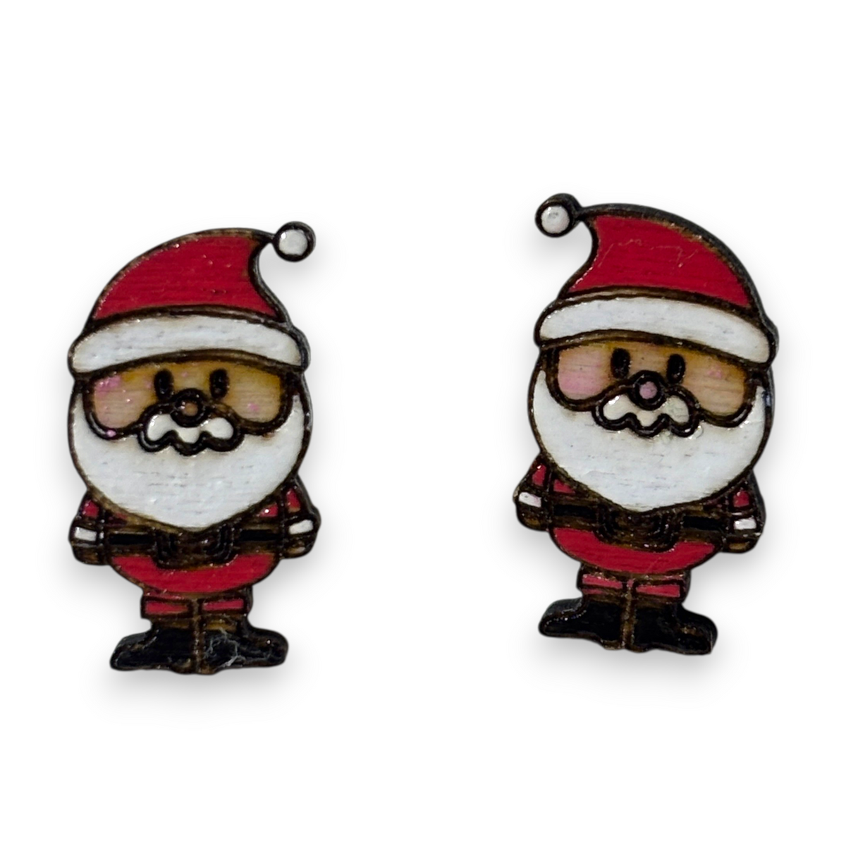 Wooden Christmas stud earrings - Santa