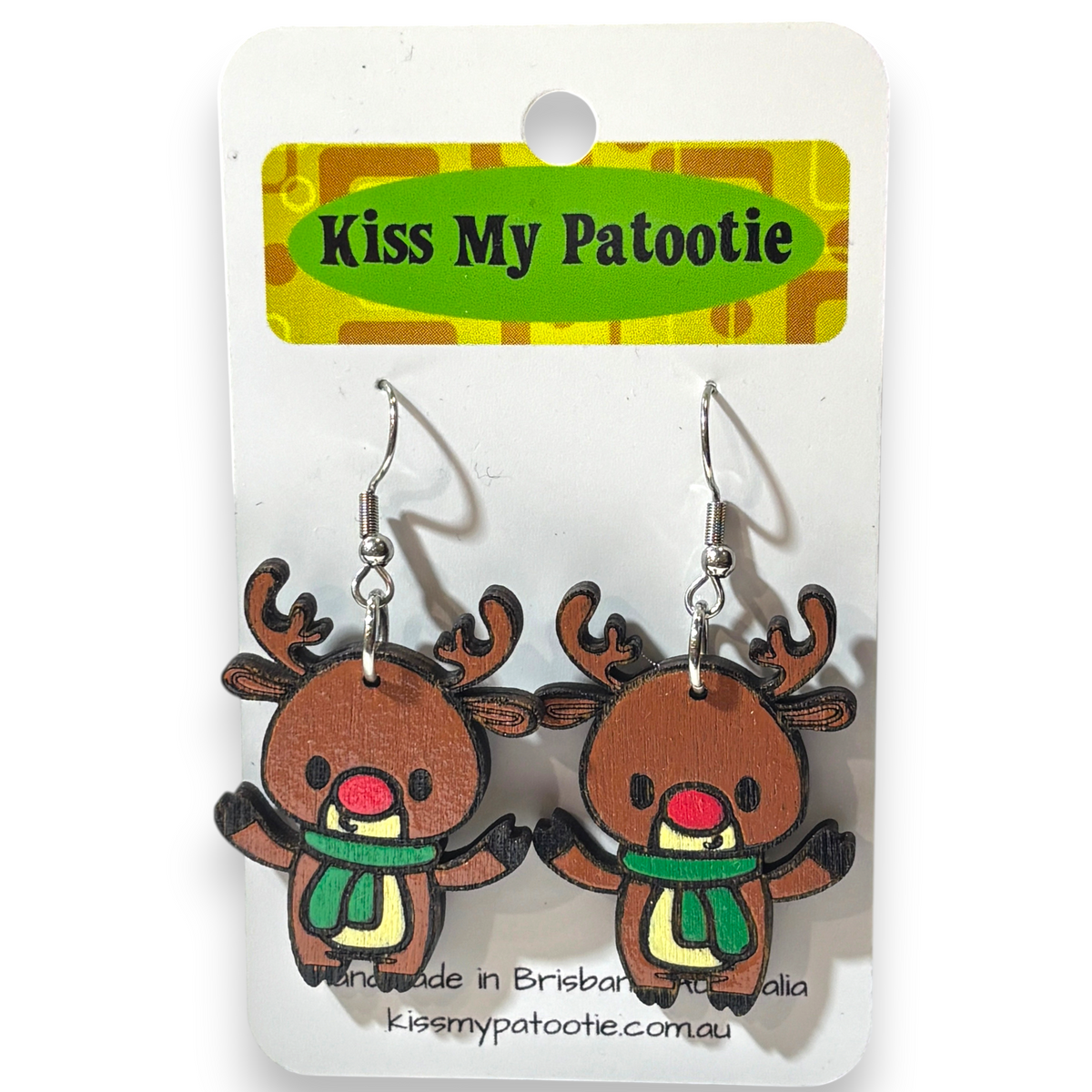 Wooden Christmas earrings - Reindeer