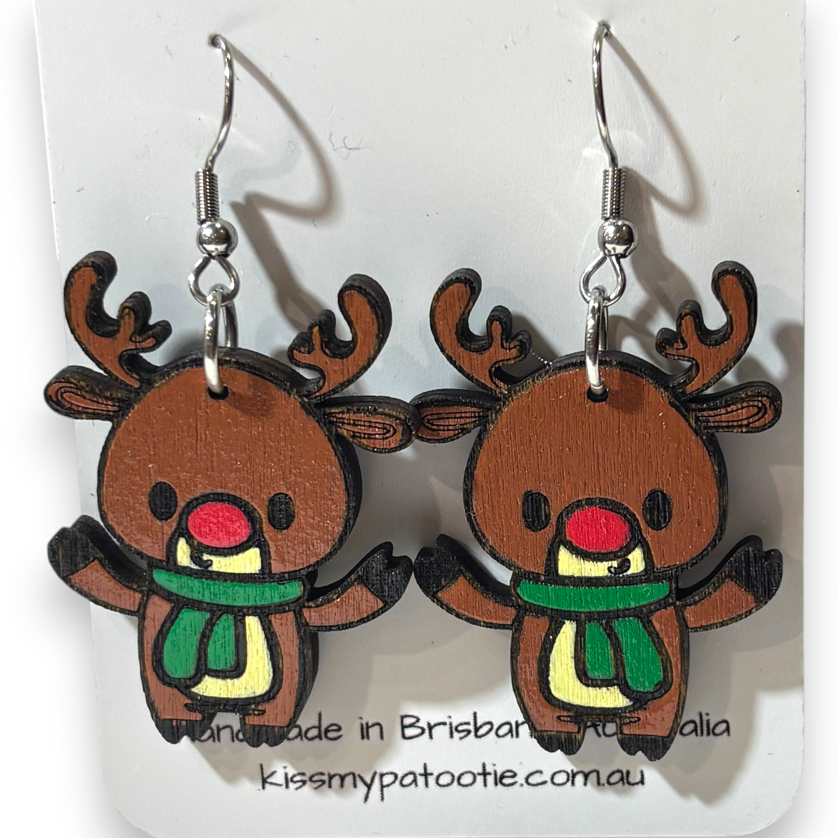 Wooden Christmas earrings - Reindeer