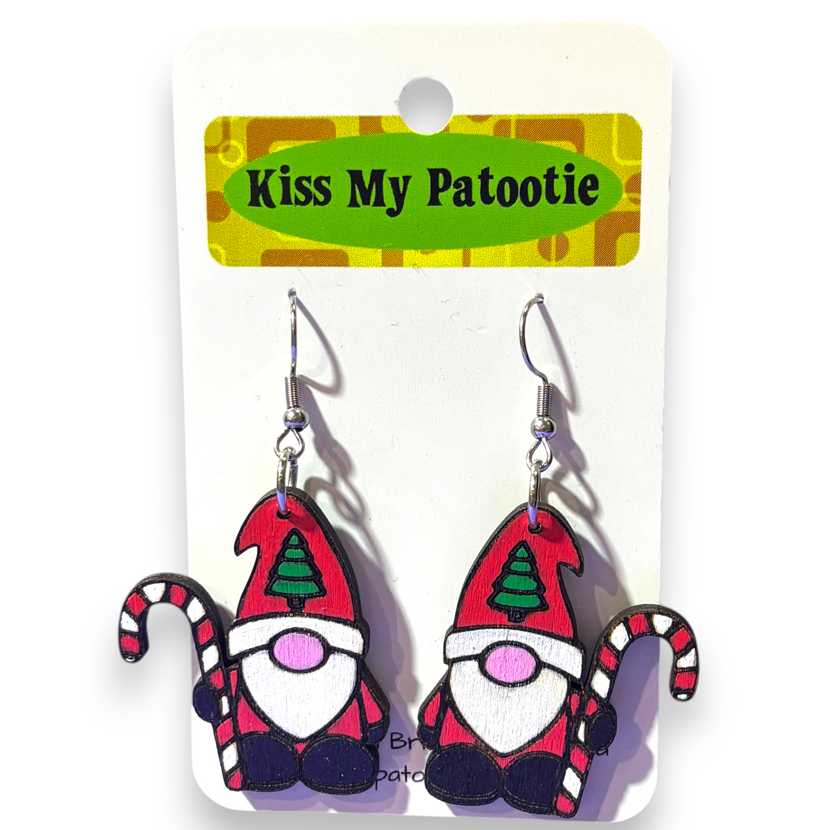 Wooden Christmas earrings - Gnome