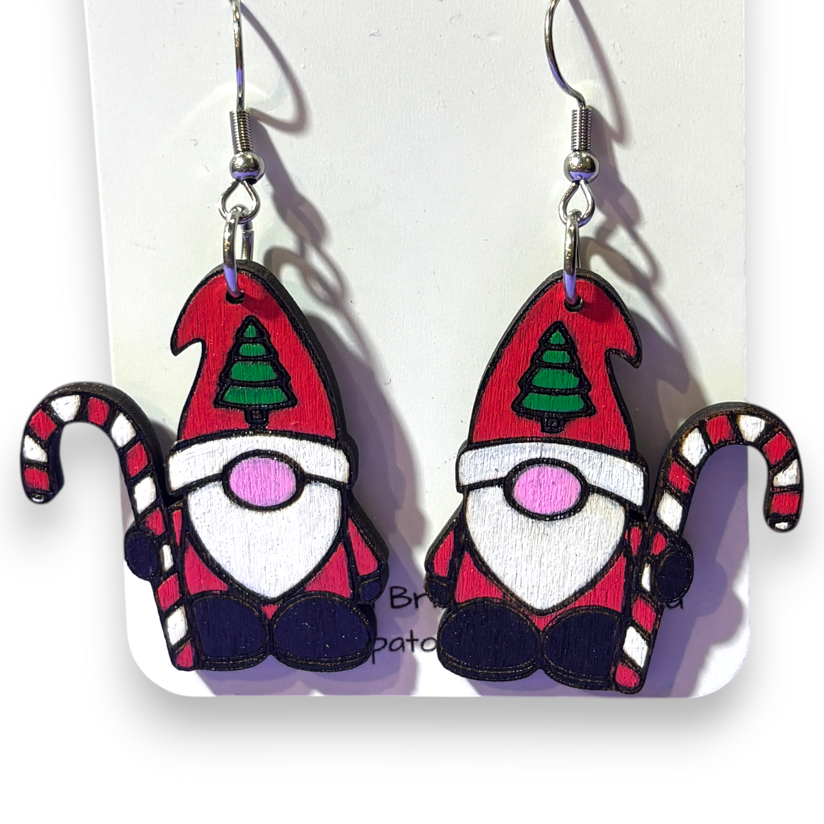 Wooden Christmas earrings - Gnome