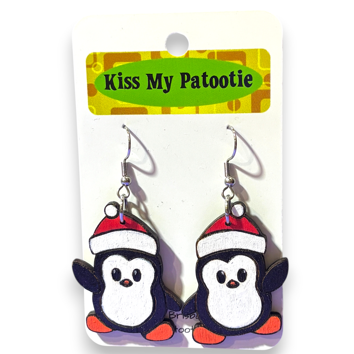 Wooden Christmas earrings - Penguin
