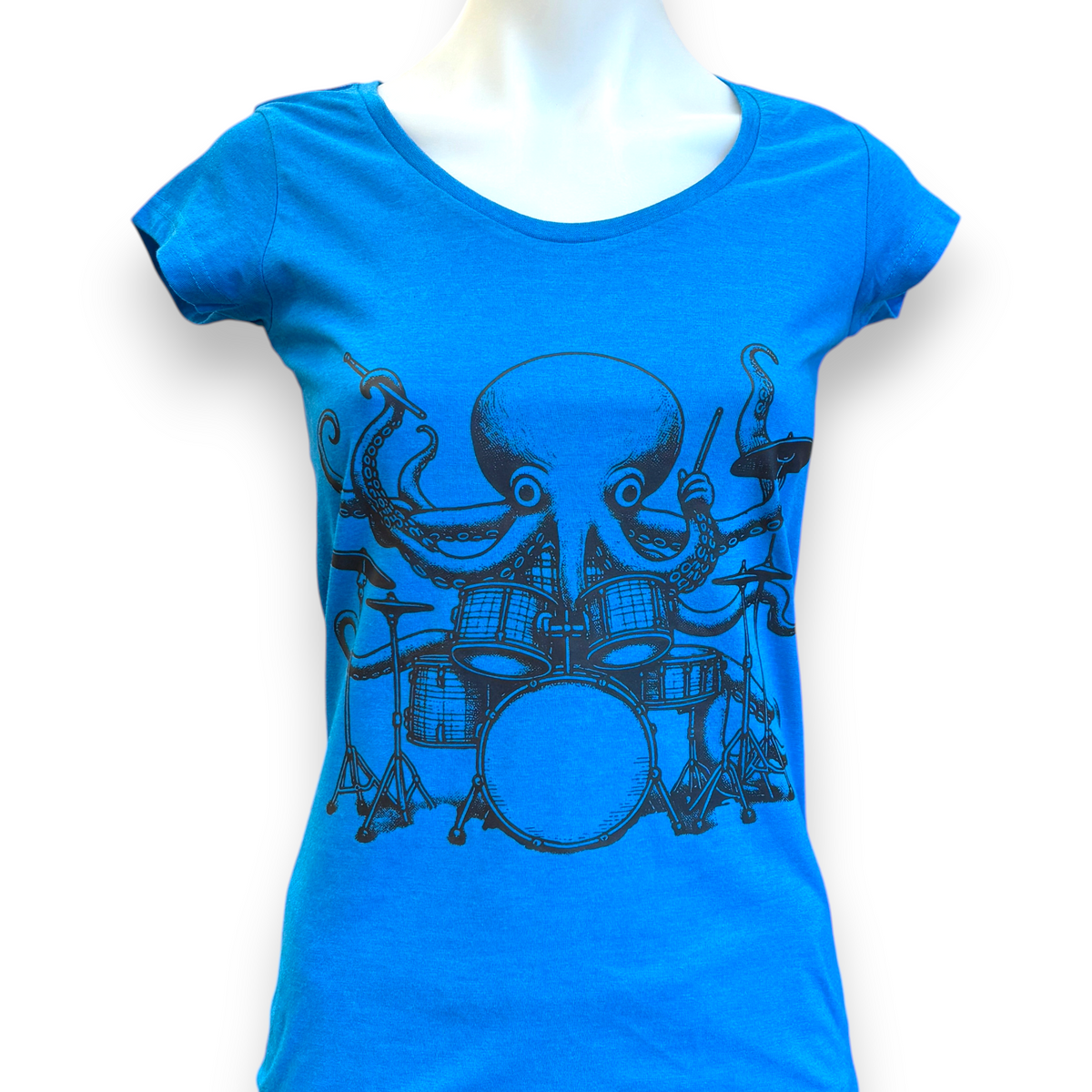 Women's Octopus Drummer T-Shirt | Music Lover Graphic Tee