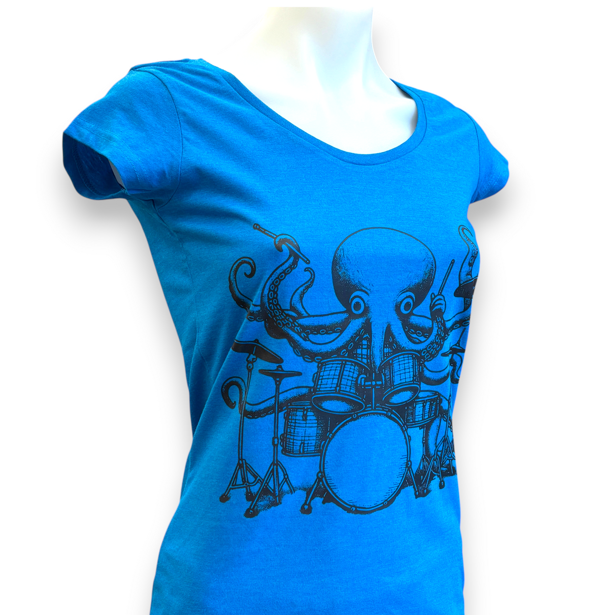 Women's Octopus Drummer T-Shirt | Music Lover Graphic Tee