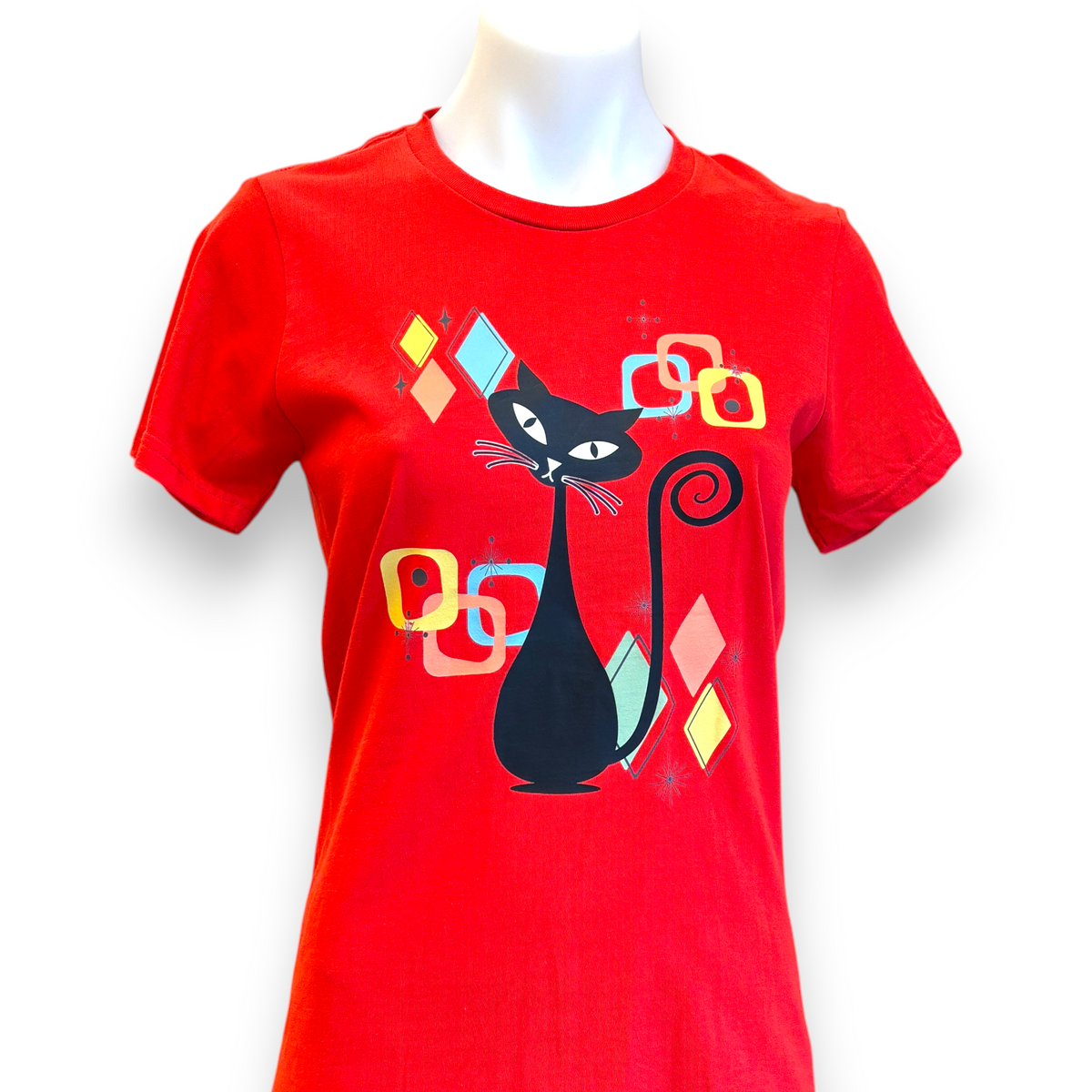 Women's 1950s Retro Cat T-Shirt – Atomic Mid-Century Vintage Style