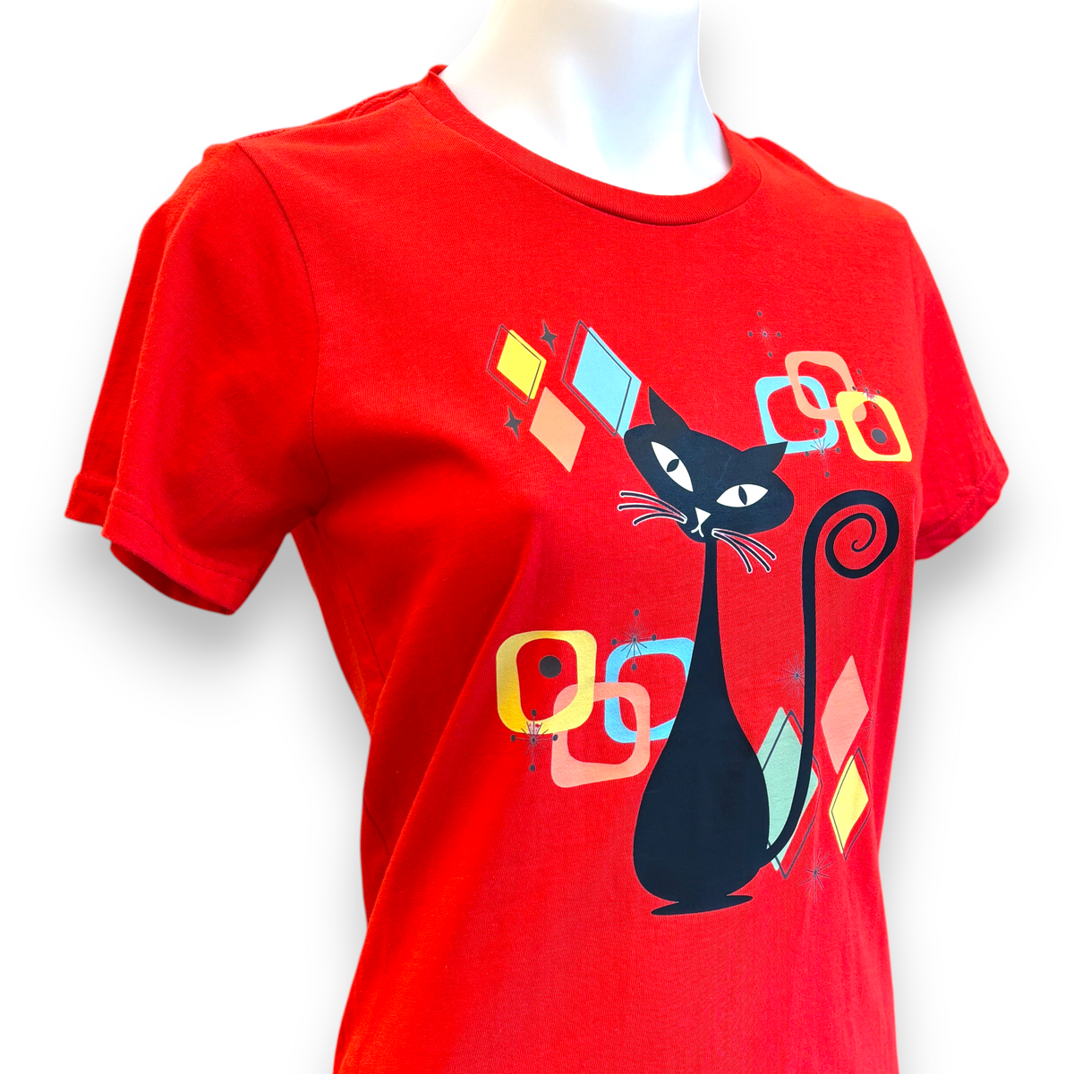 Women's 1950s Retro Cat T-Shirt – Atomic Mid-Century Vintage Style