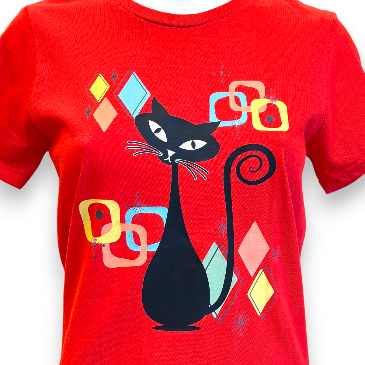 Women's 1950s Retro Cat T-Shirt – Atomic Mid-Century Vintage Style