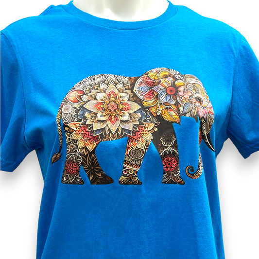 Women's Boho Mandala Elephant T-Shirt | Elephant Graphic Tee