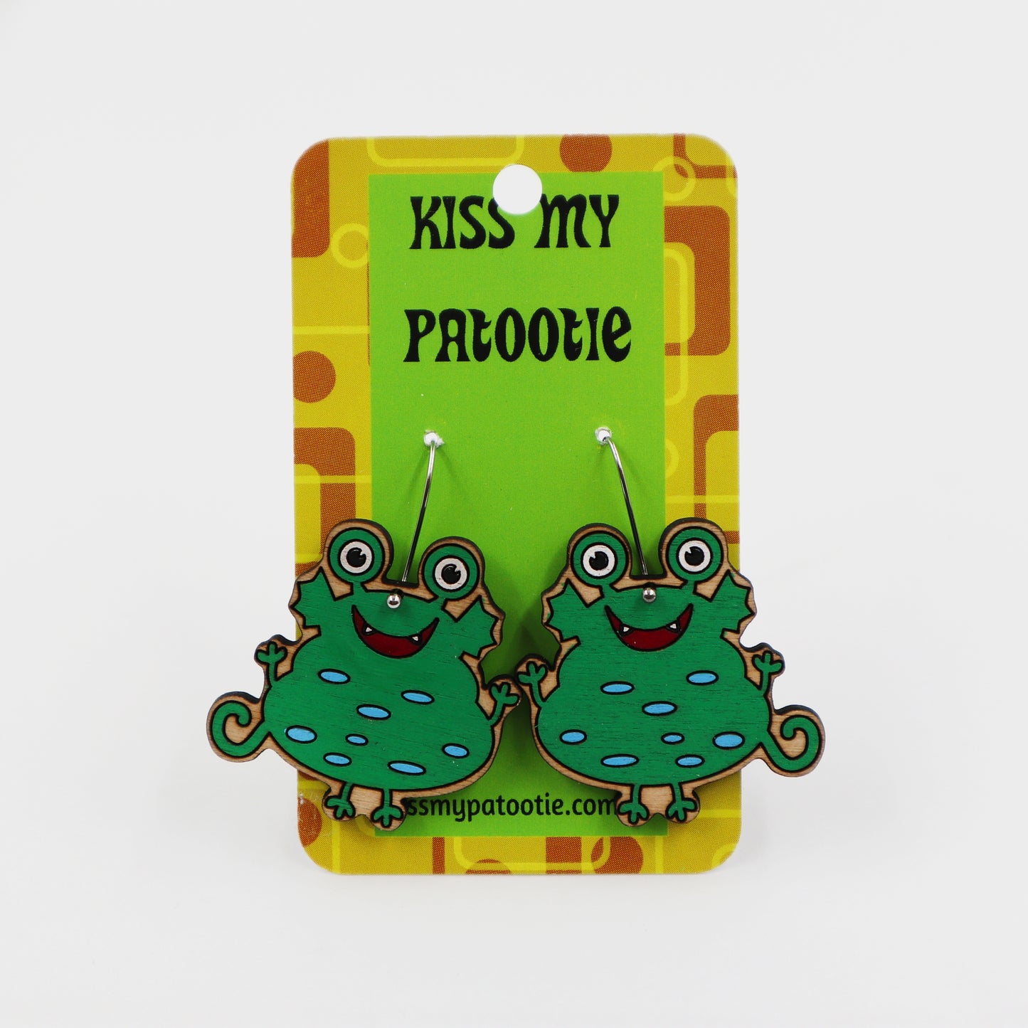 Wooden monster earrings - hand painted