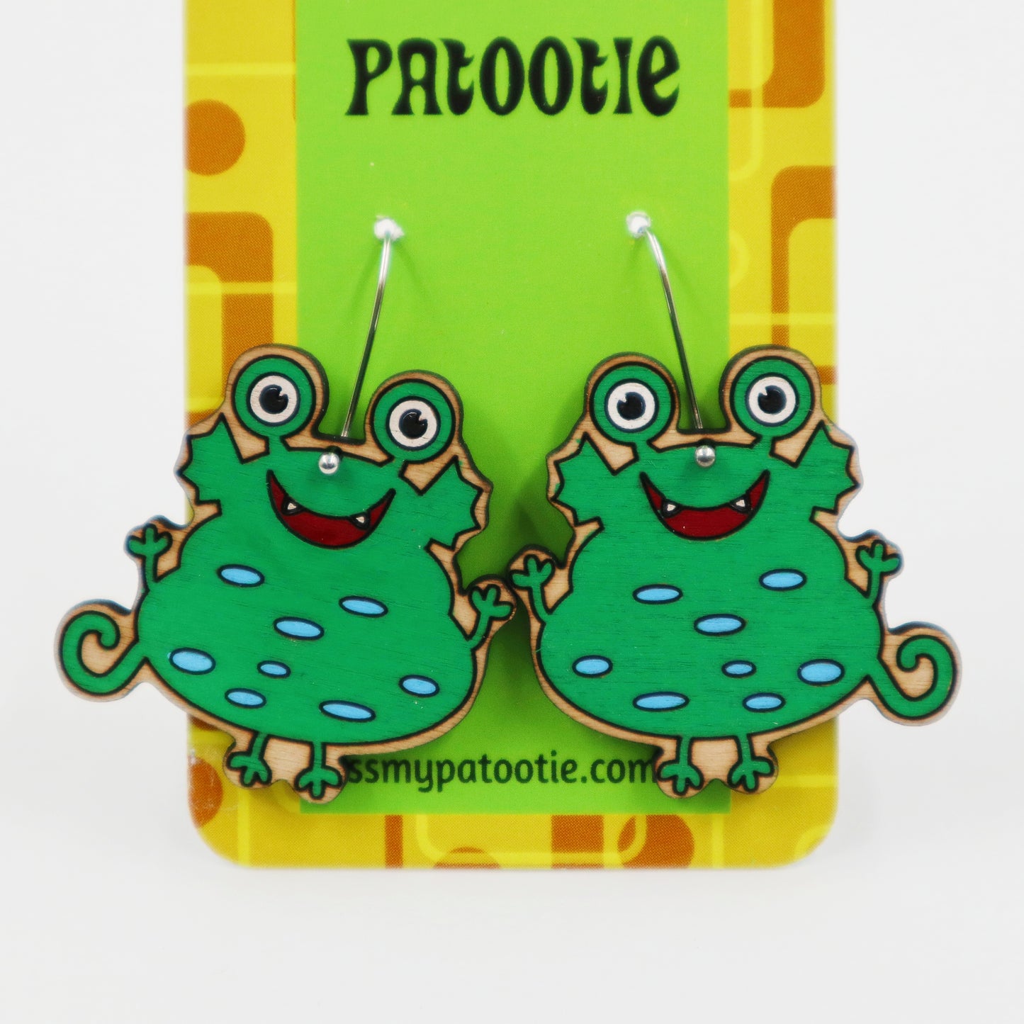Wooden monster earrings - hand painted