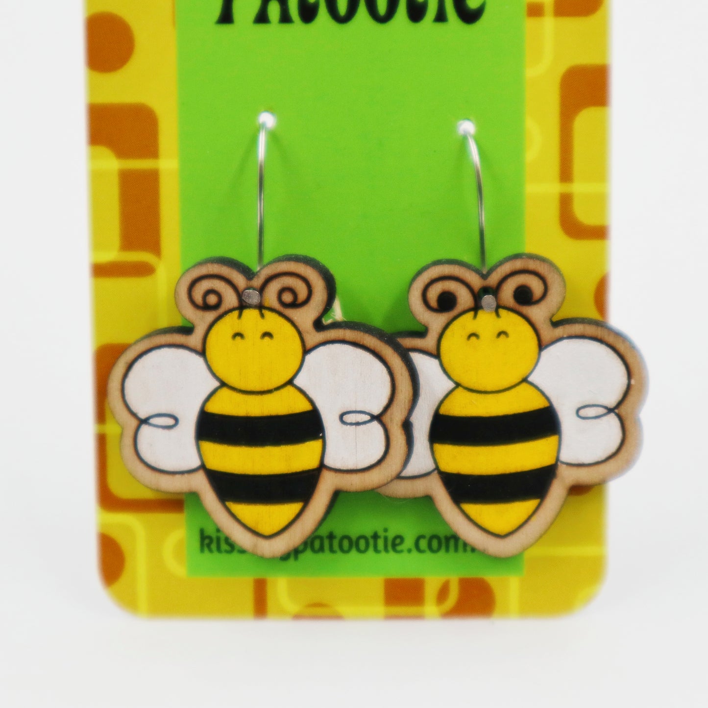Wooden bumble bee earrings