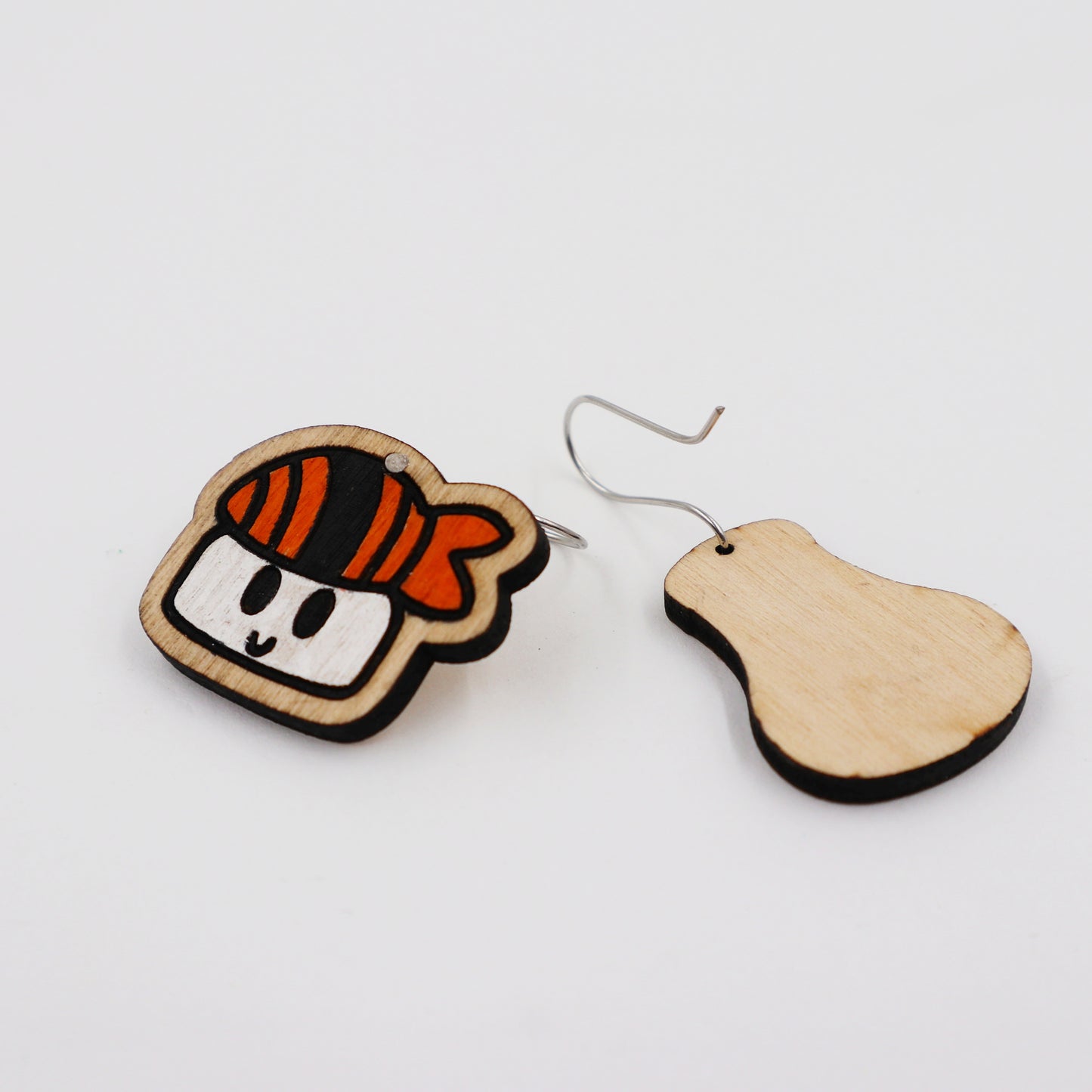 Wooden sushi and soy sauce earrings