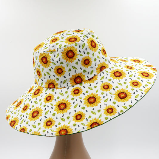 Wide Brim Reversible Sun Hat - sunflower