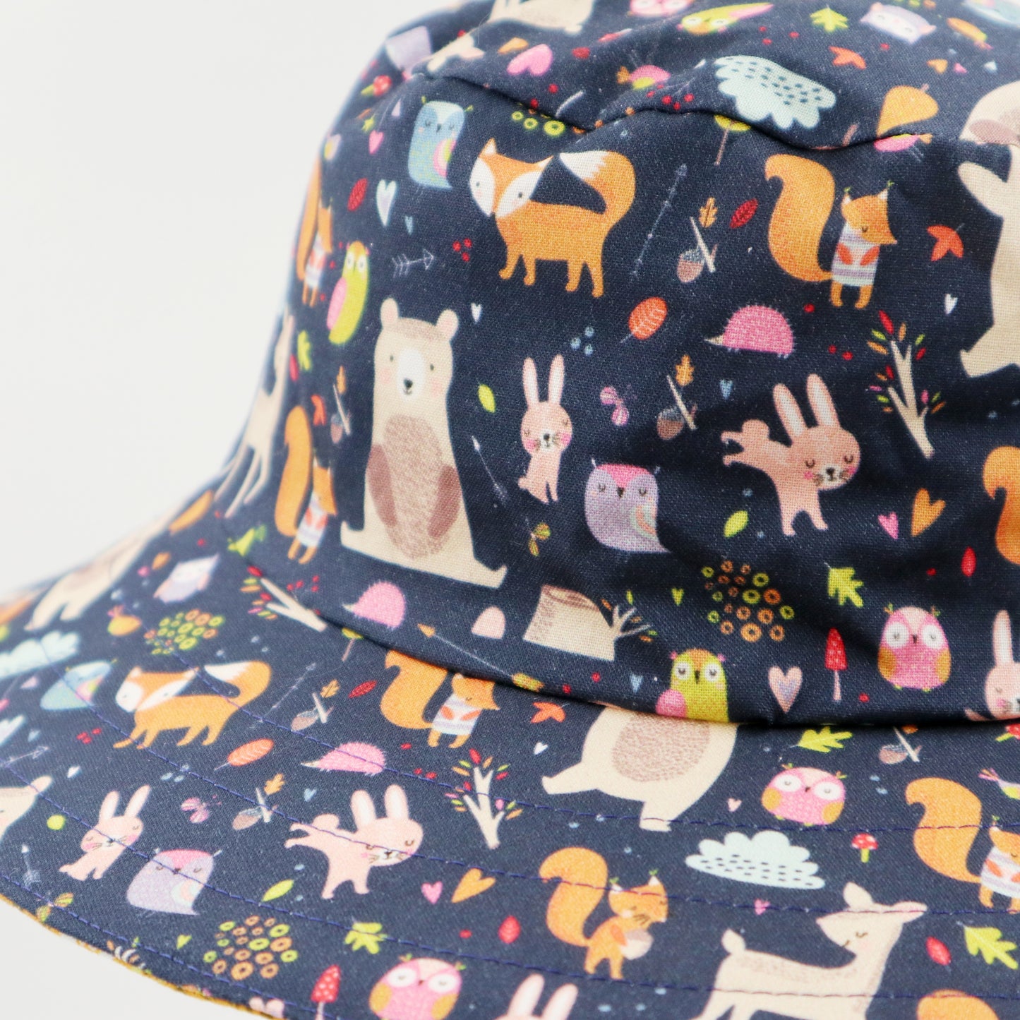 Reversible Sun Hat - Ladies & Girls sizes - woodland animals