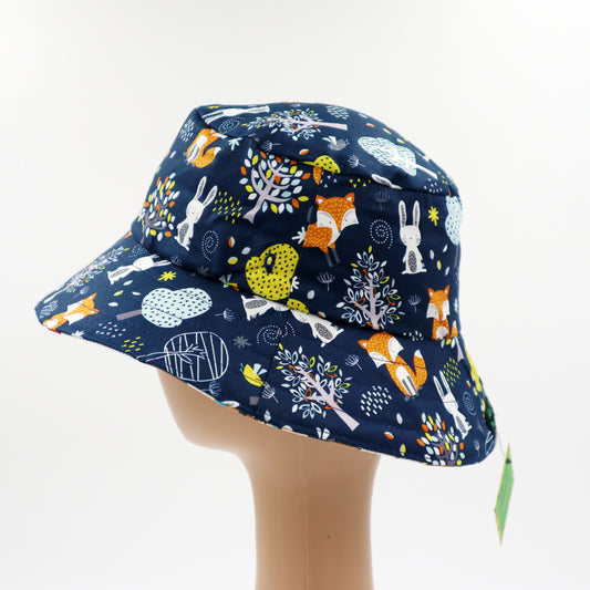 Baby / Kids Reversible Bucket Hat - fox, bear, woodland