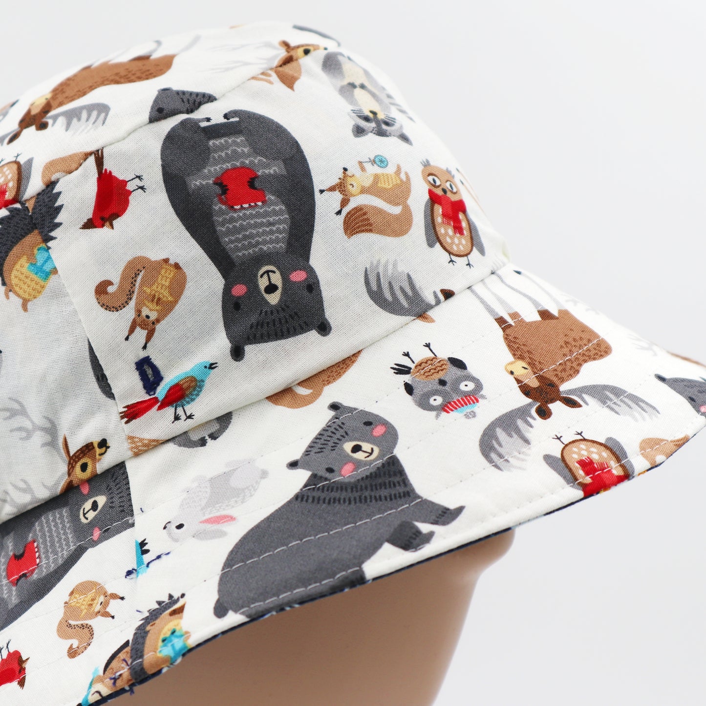 Baby / Kids Reversible Bucket Hat - fox, bear, woodland