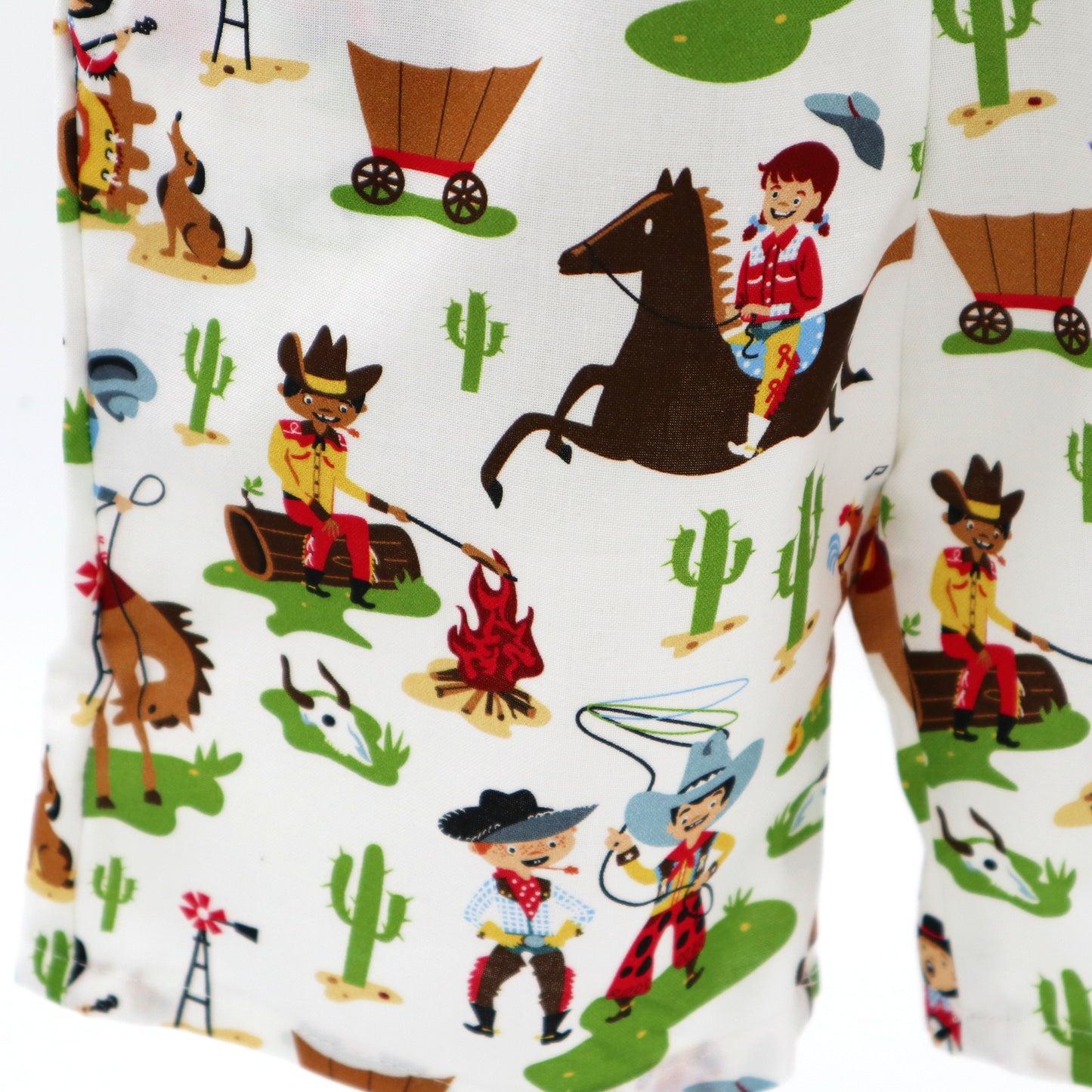 Kids shorts with pockets - sizes 000 to 6 - retro cowboy