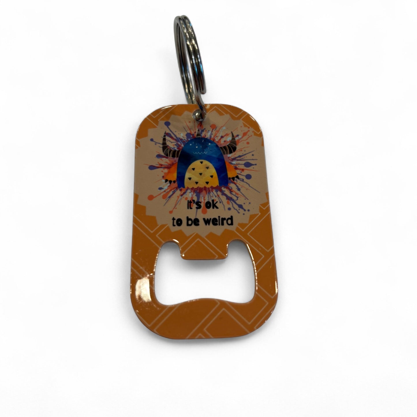 Printed Drink Cooler & Bottle Opener Keyring - It's ok to be weird