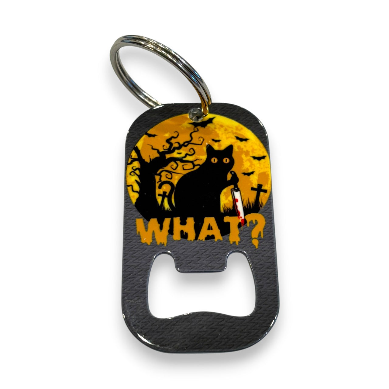 Printed Bottle Opener Keyring - murder cat
