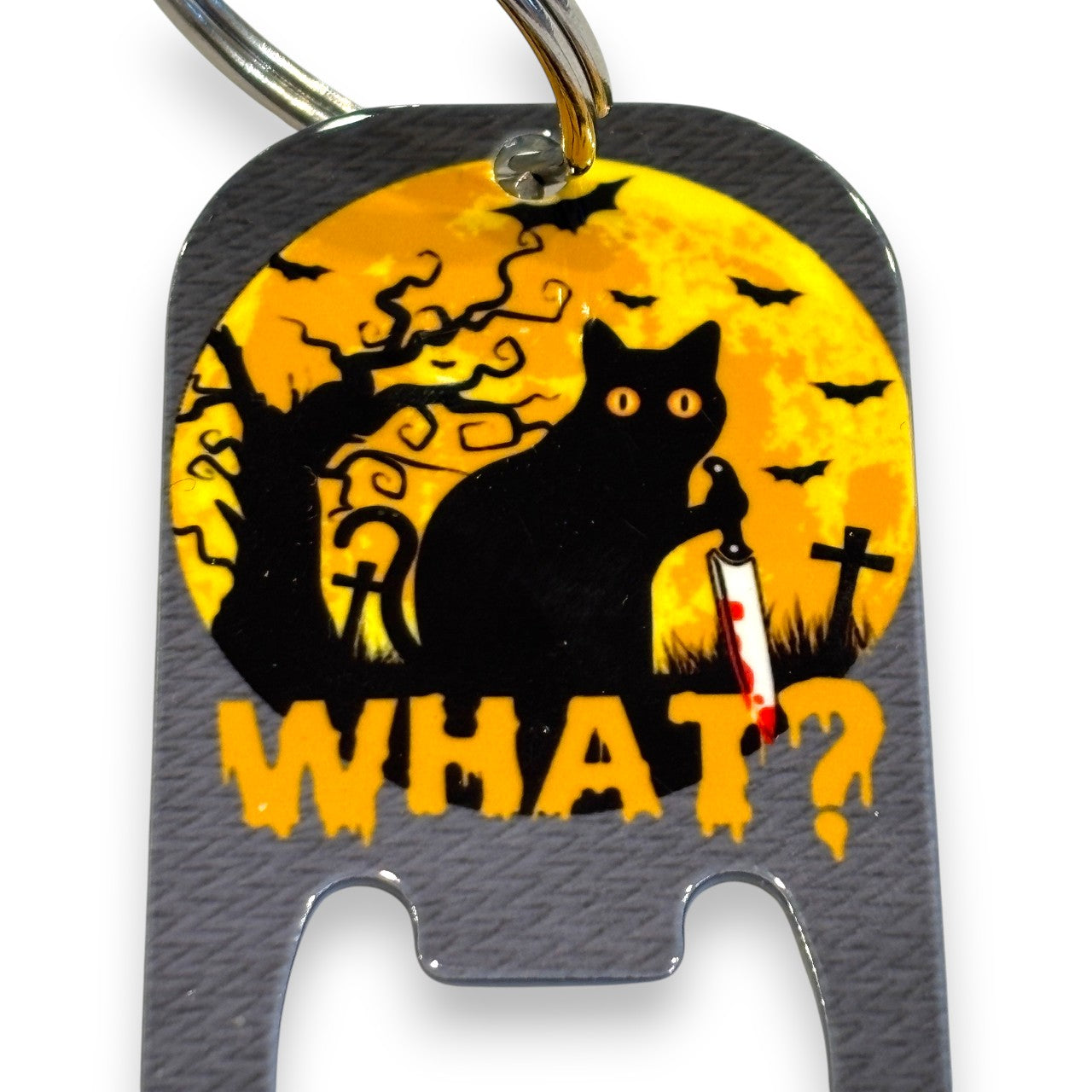 Printed Bottle Opener Keyring - murder cat