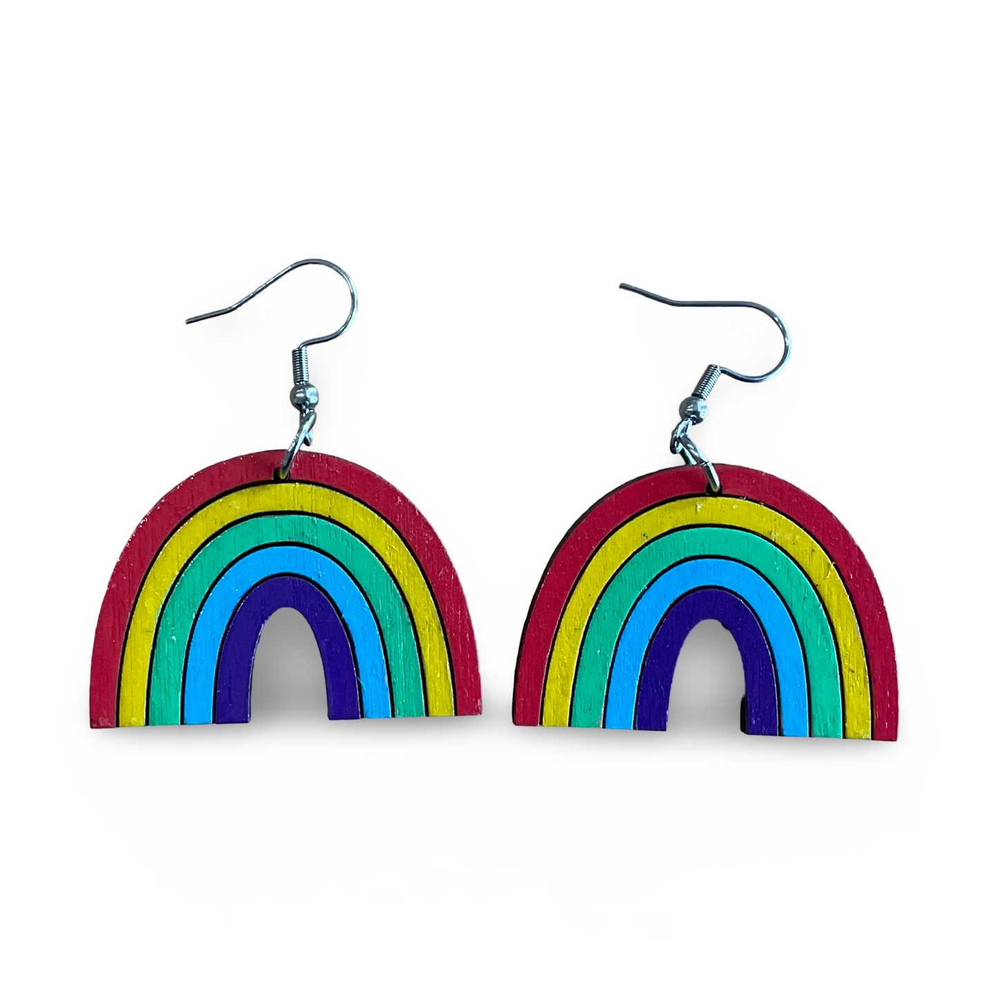 Rainbow earrings - hand painted, LBGTQ pride