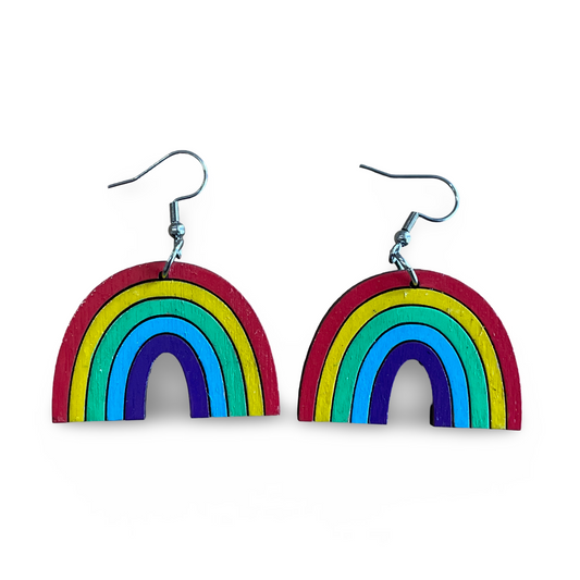 Rainbow earrings - hand painted, LBGTQ pride
