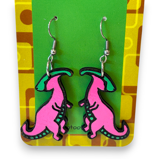 Wooden dinosaur earrings