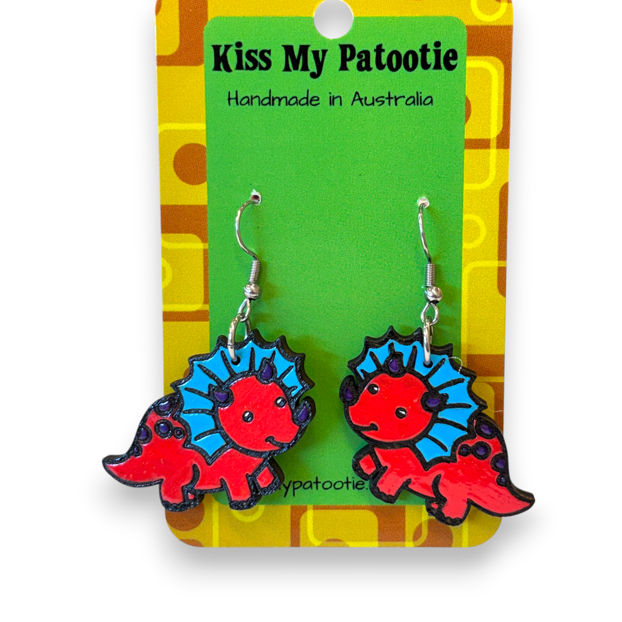 Wooden dinosaur earrings