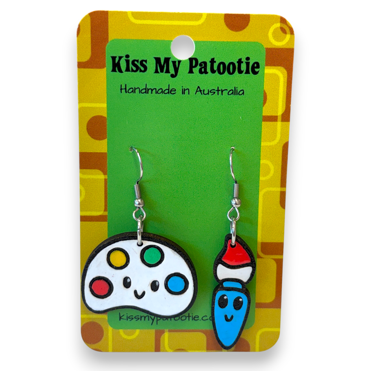 Paint brush and palette earrings