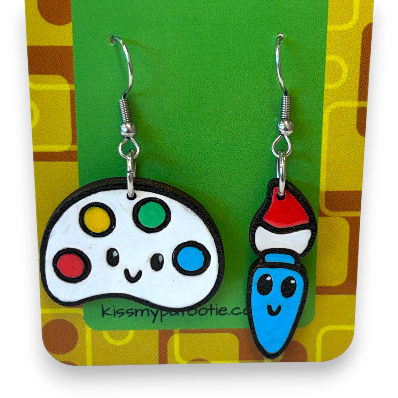 Paint brush and palette earrings
