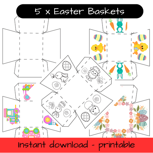 5 x Easter egg baskets - printable Easter craft