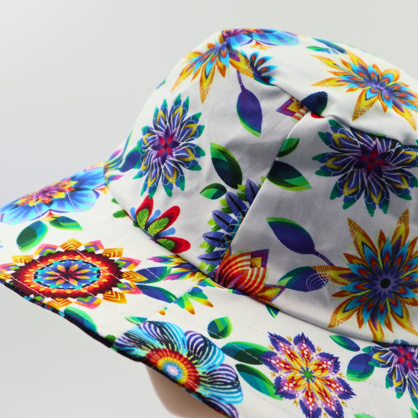 Reversible Sun Hat - Ladies & Girls sizes - psychedelic flowers