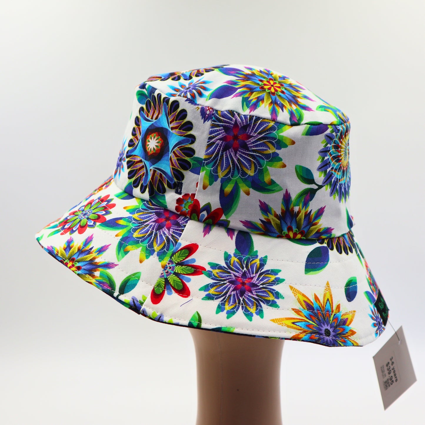 Baby / Kids Reversible Bucket Hat - retro psychedelic flowers