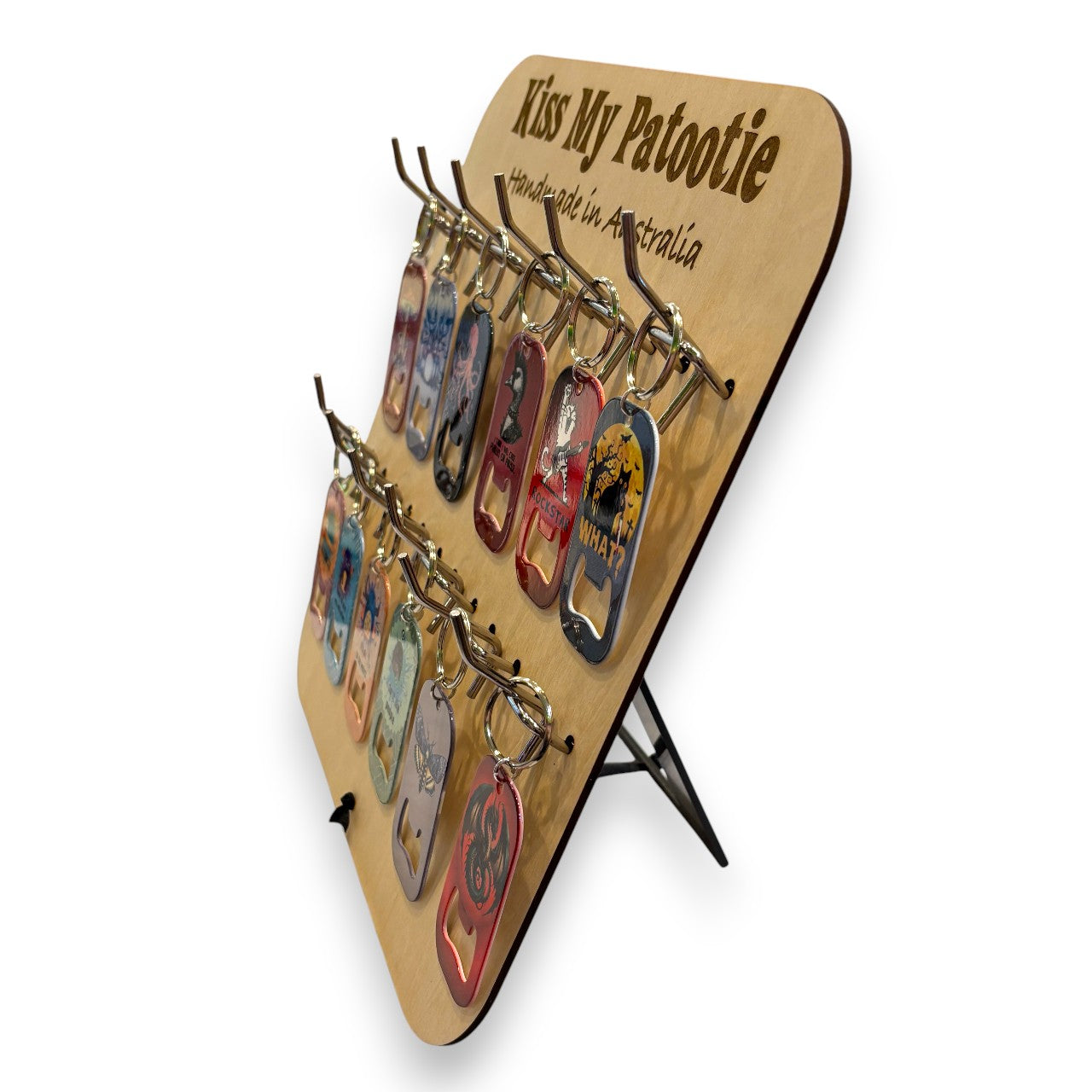 Bottle opener / keyring wholesale starter pack - 48 x keyrings & free display board