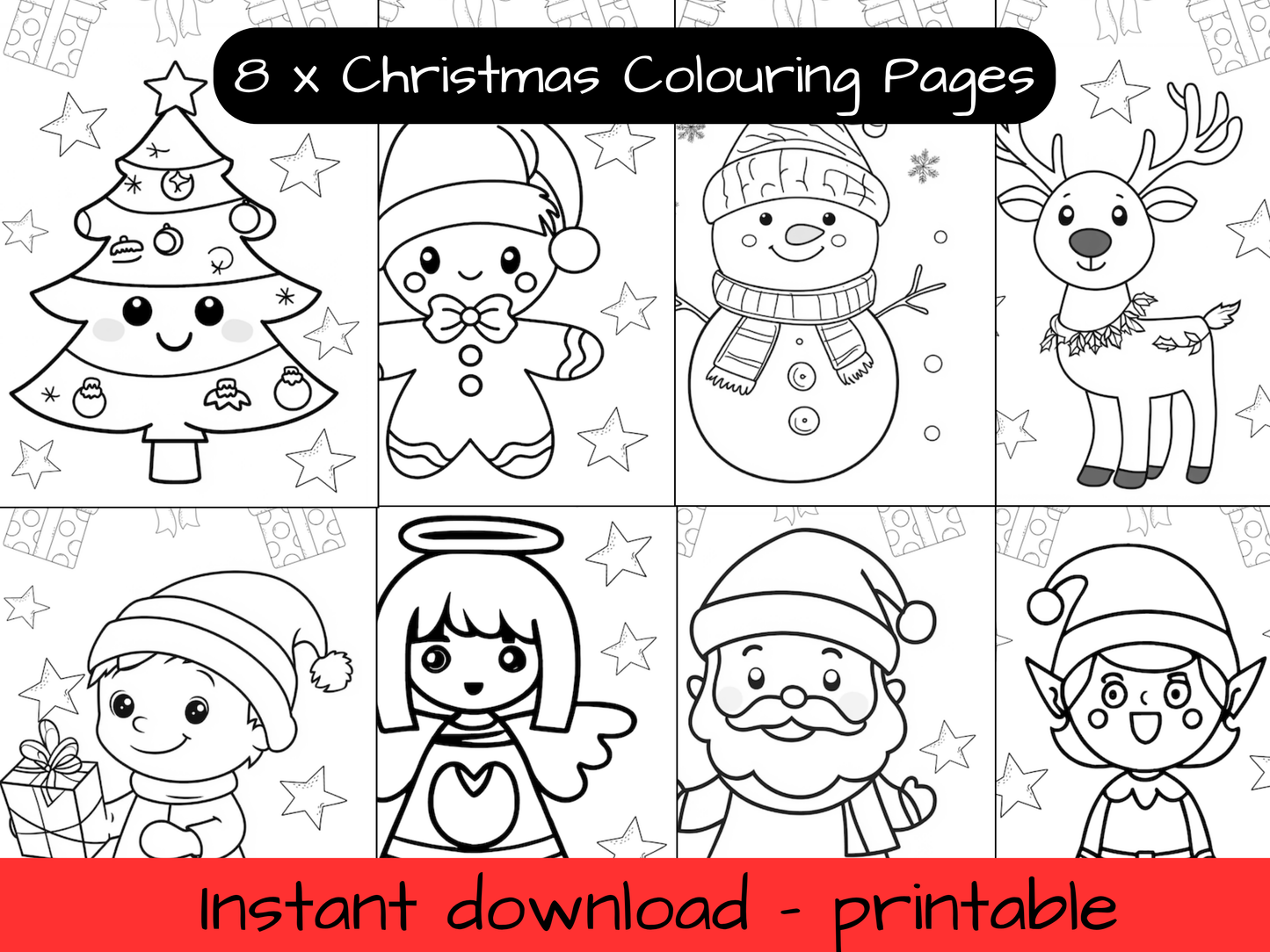 8 Printable colouring in pages - Christmas