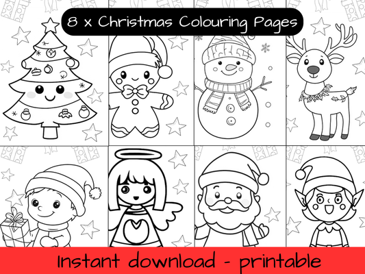 8 Printable colouring in pages - Christmas