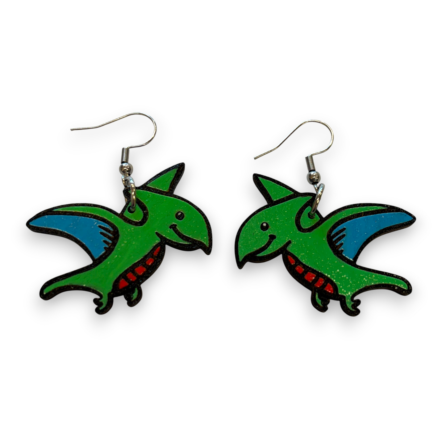 Wooden dinosaur earrings