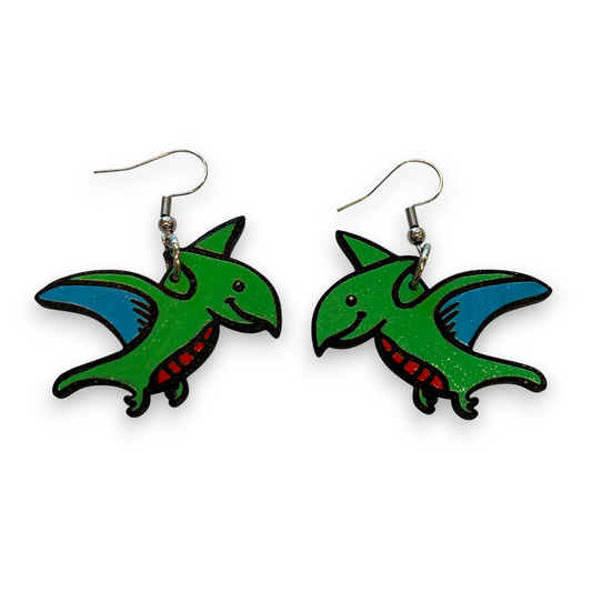 Wooden dinosaur earrings