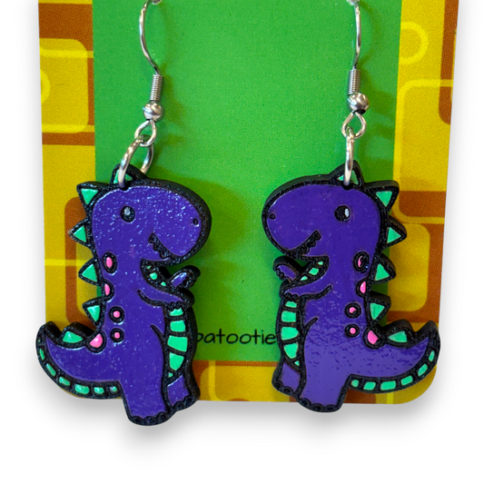 Wooden dinosaur earrings