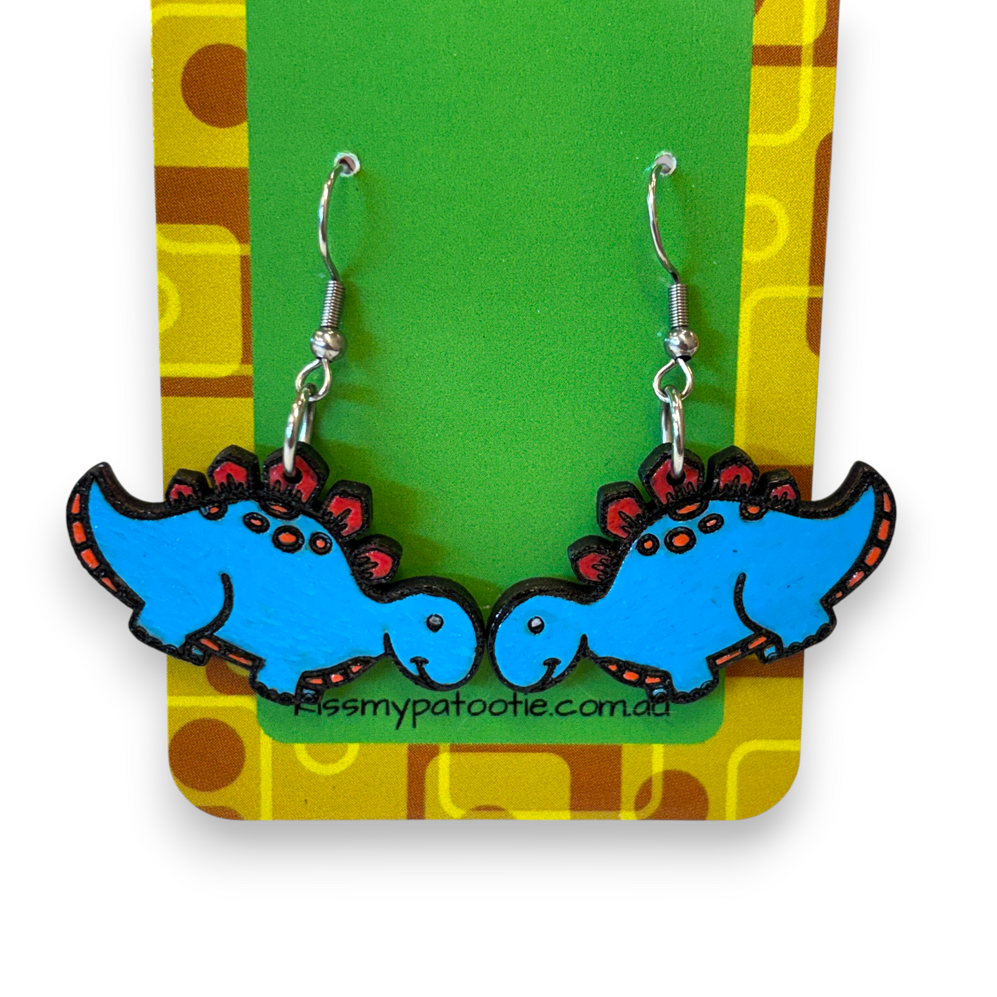 Wooden dinosaur earrings