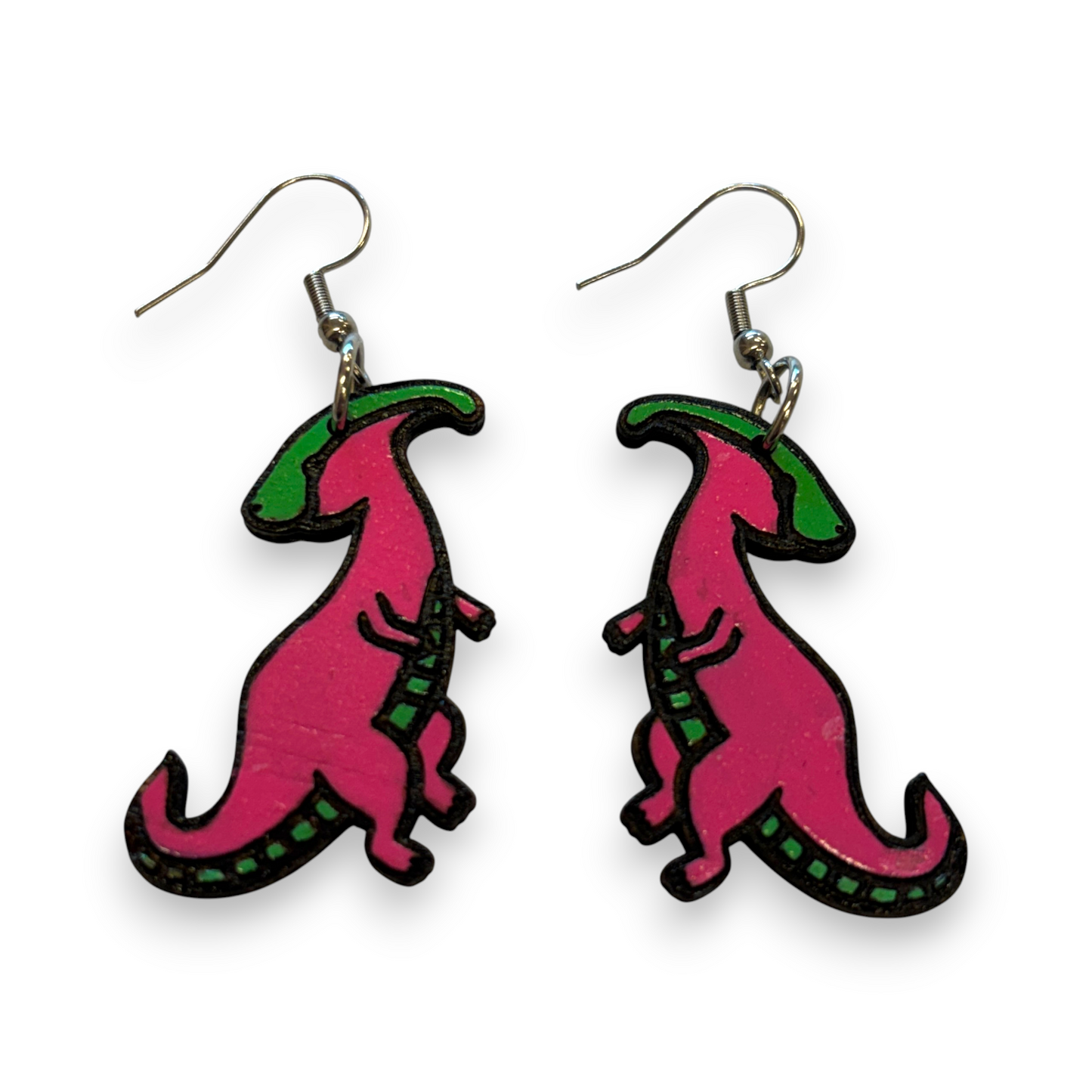 Wooden dinosaur earrings