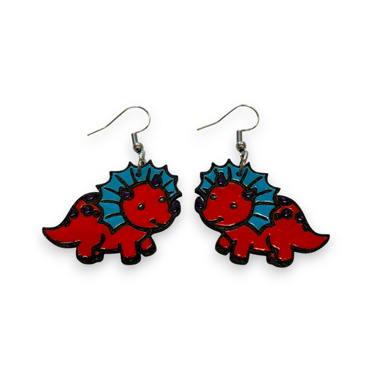 Wooden dinosaur earrings
