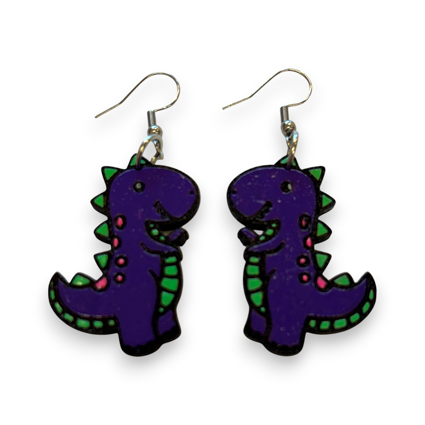 Wooden dinosaur earrings