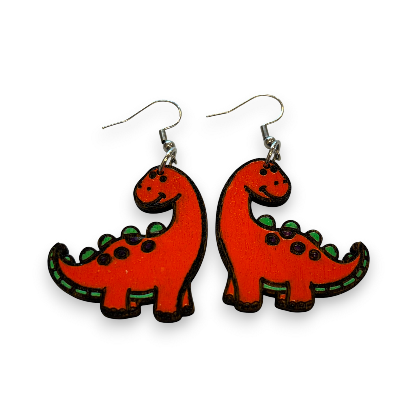 Wooden dinosaur earrings
