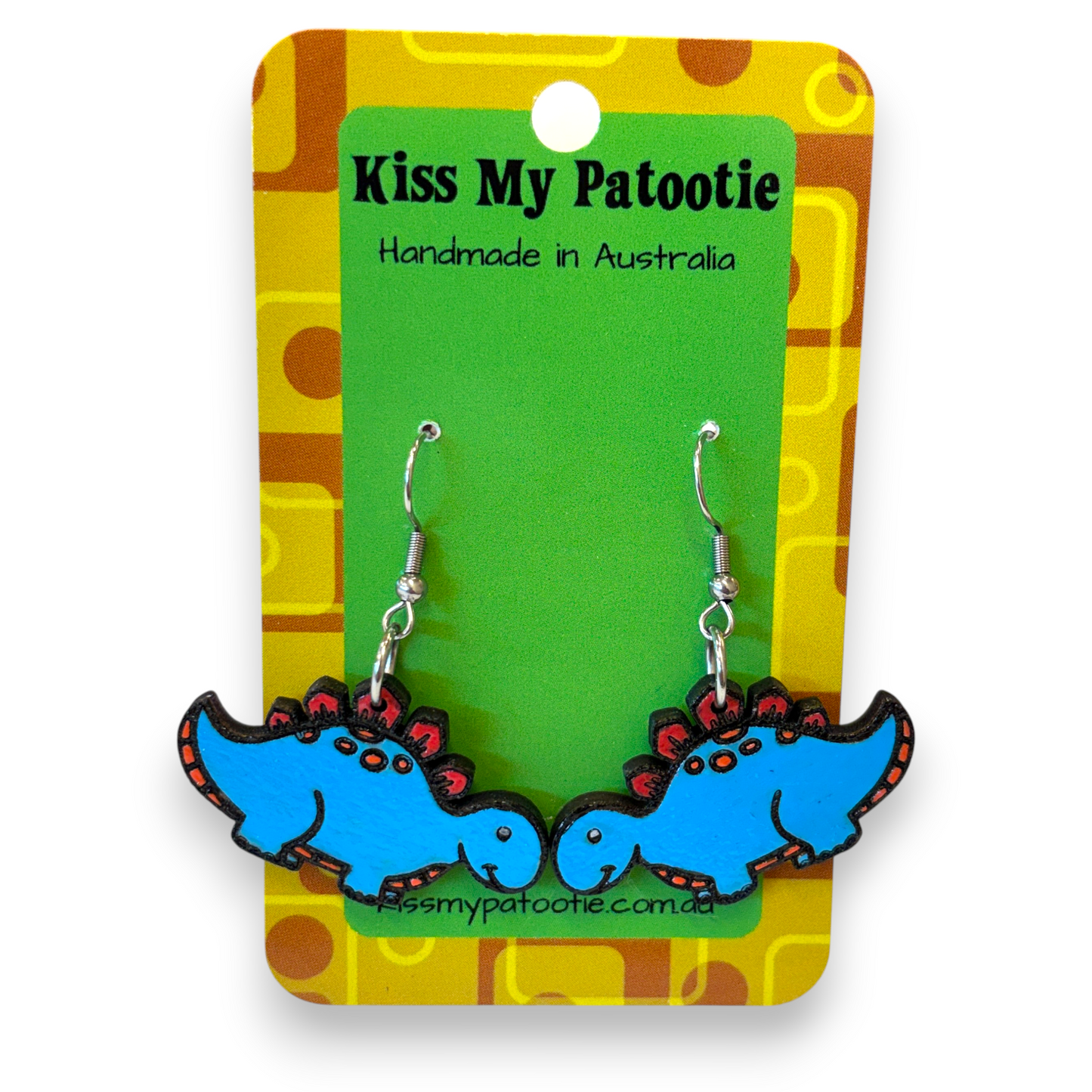 Wooden dinosaur earrings
