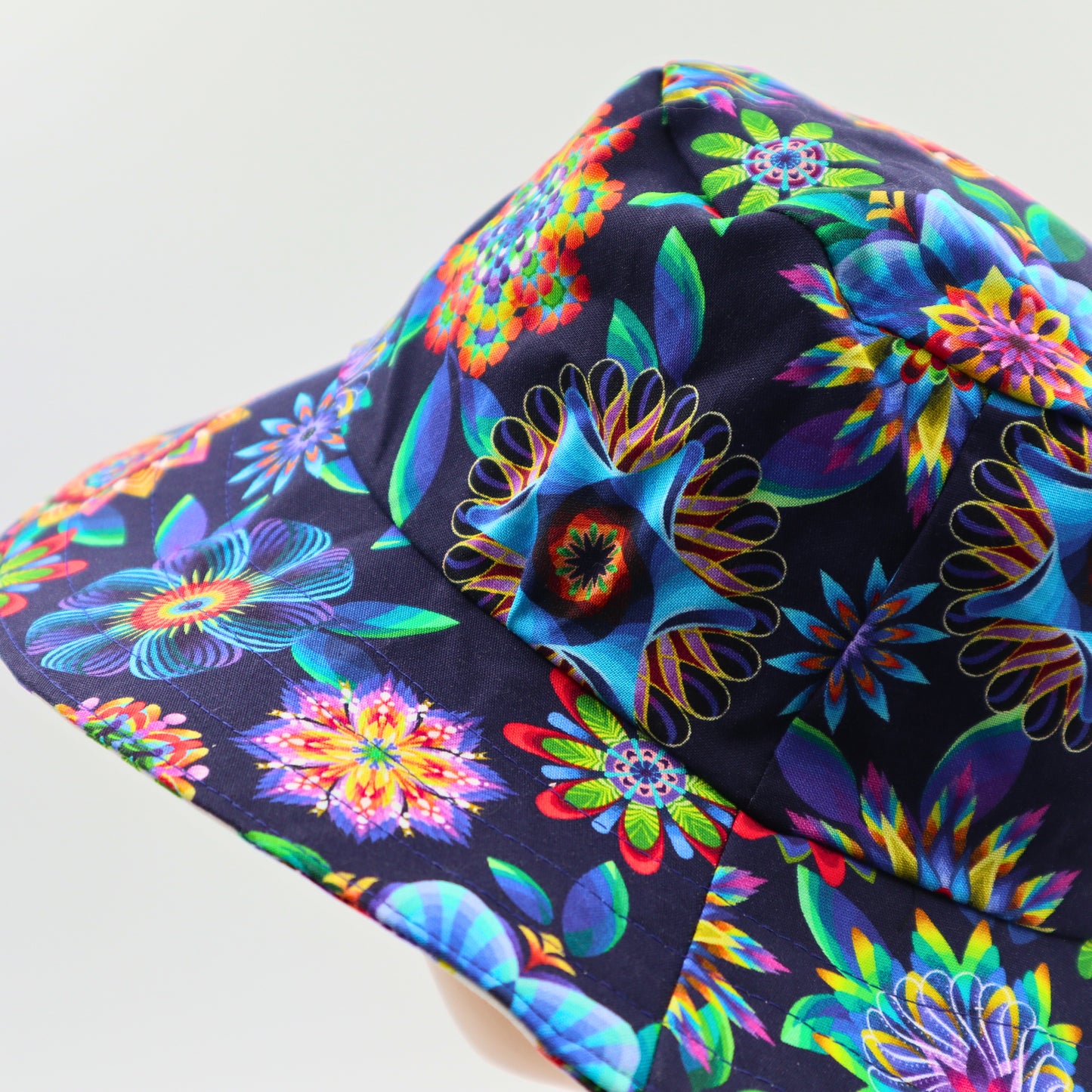 Reversible Sun Hat - Ladies & Girls sizes - psychedelic flowers