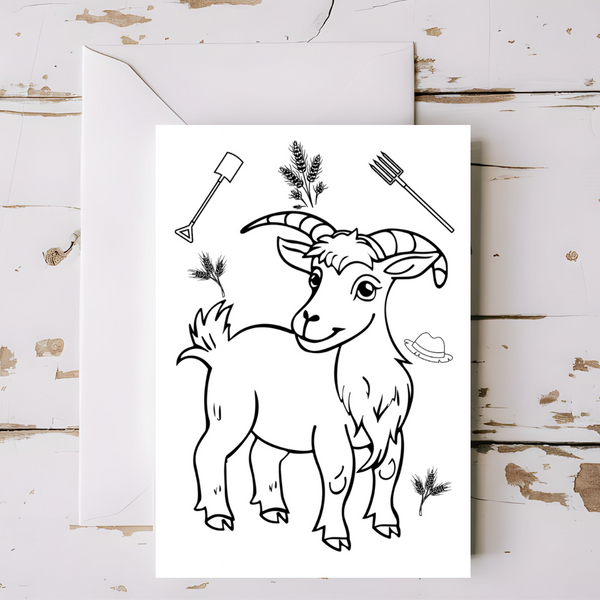 Goat - Farm animal greeting card with envelope - printable – Kiss My ...