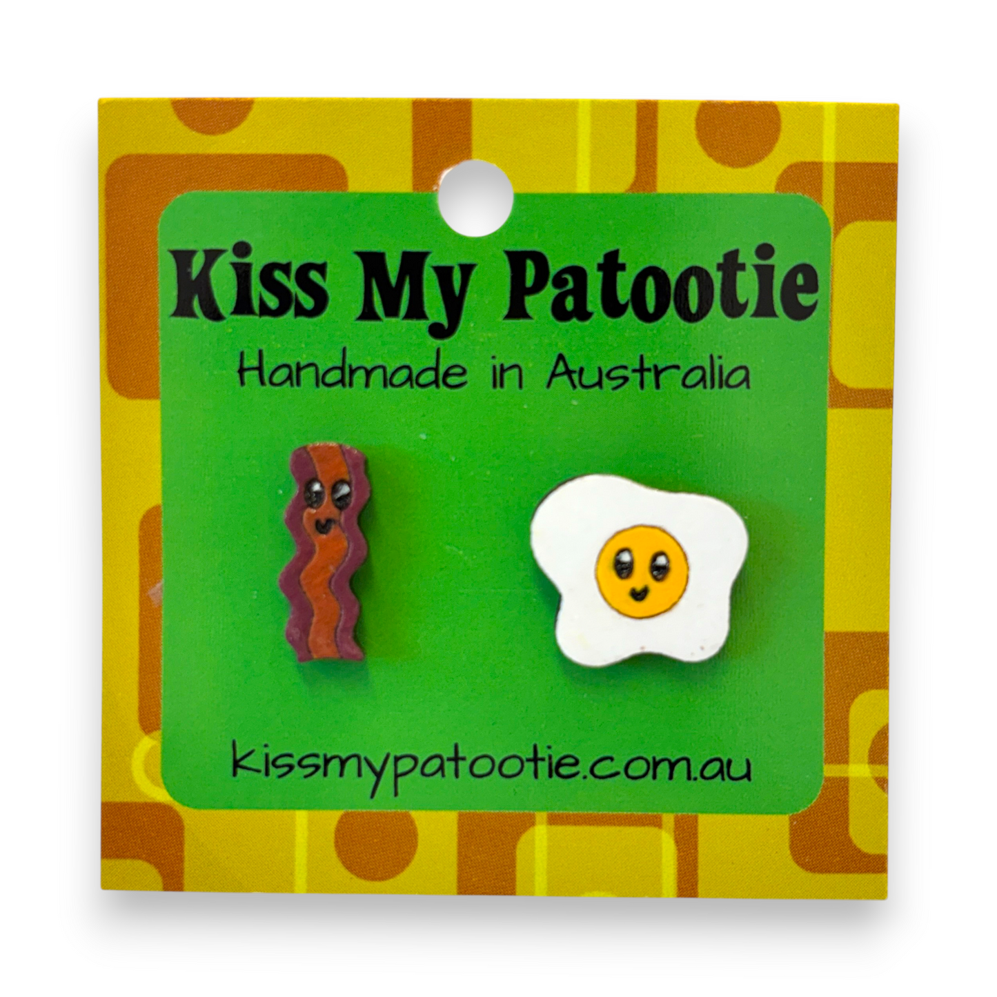 Bacon & Egg studs - hand painted earrings