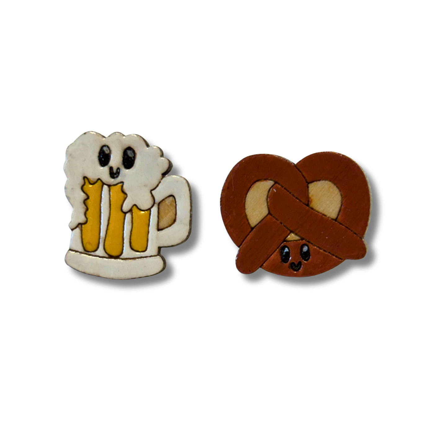Beer & pretzel studs - hand painted earrings
