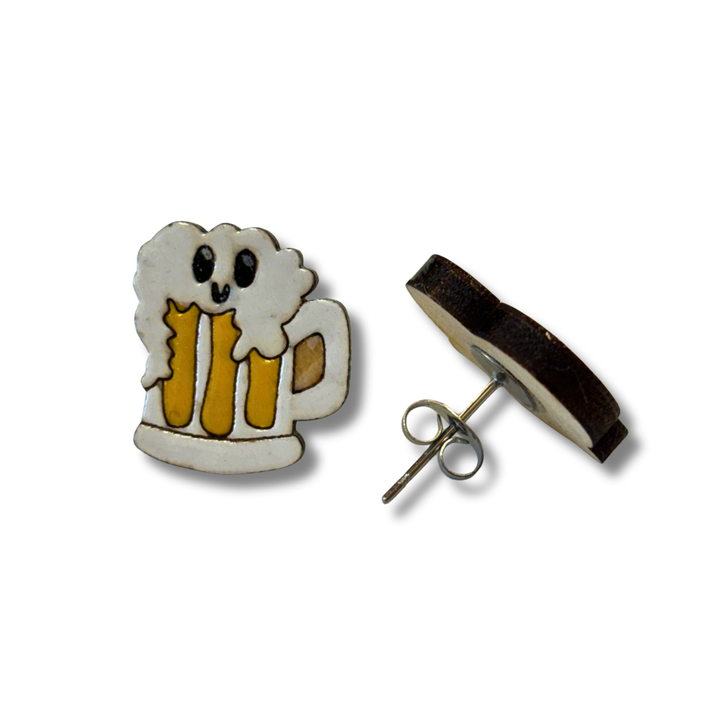 Beer & pretzel studs - hand painted earrings
